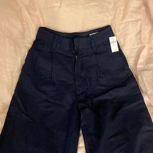Navy blue linen work pants
